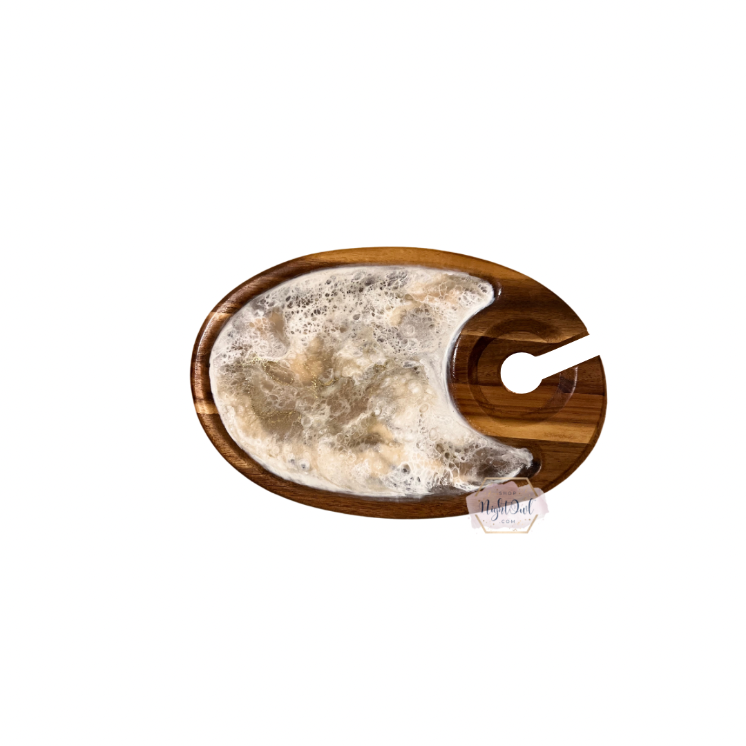 Mocha Marble Personal Charcuterie Board with Wine Glass Holder