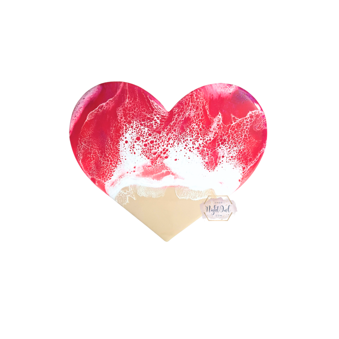 Heart Wall Art | Wooden Pink Ocean Heart Charcuterie Board