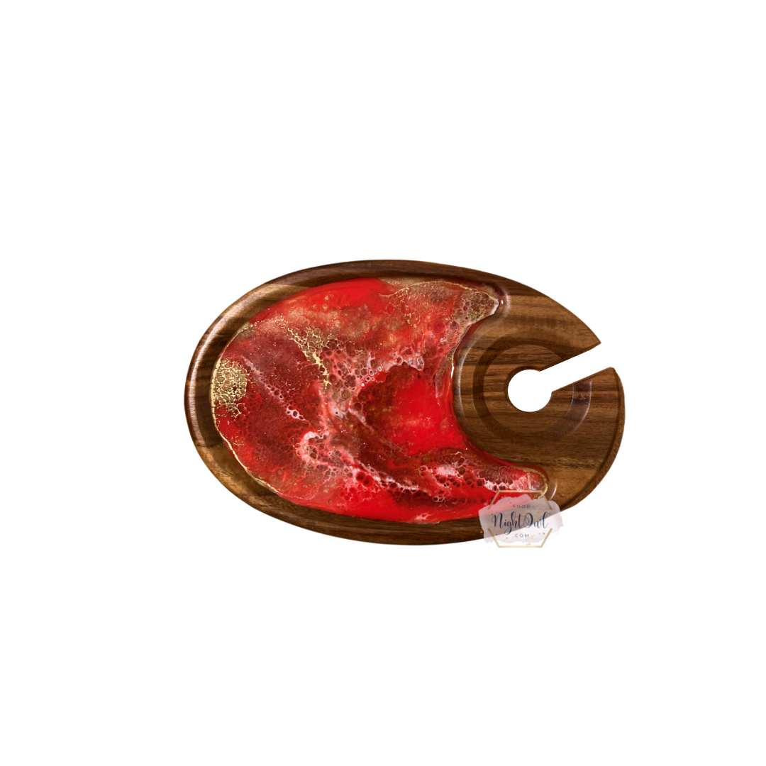 Red Marble Personal Charcuterie Board with Wine Glass Holder