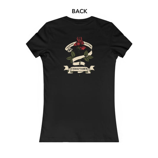 NightOwl Tactical Chaos Tamer T-Shirt | Classic Black Tee with Print on Back | Women's Favorite Tee