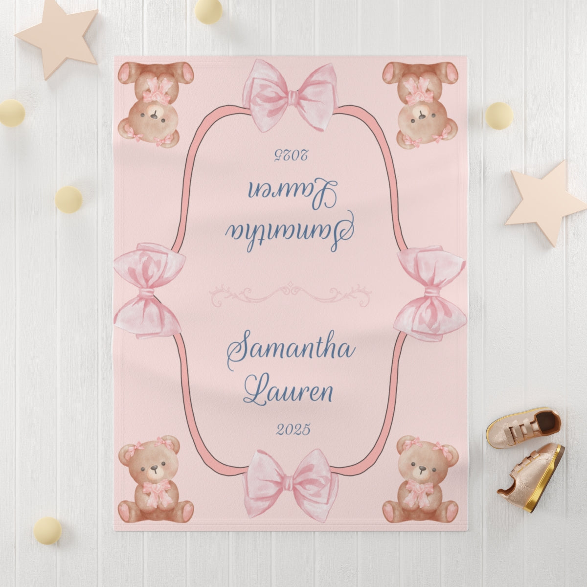 Baby Girl Personalized Soft Fleece Baby Blanket | New Baby Gift | Baby Shower Gift | Custom Name and Birth Year