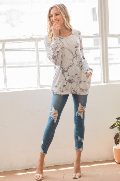 Marble Sweatshirt with Pockets