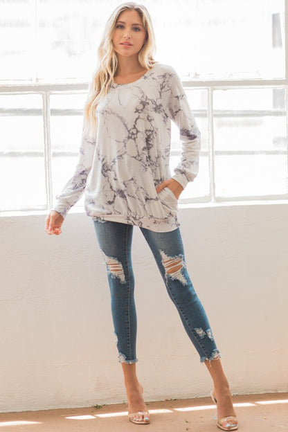 Marble Sweatshirt with Pockets