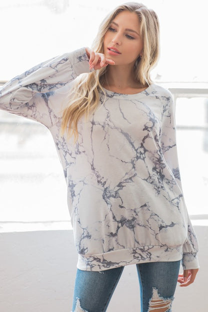 Marble Sweatshirt with Pockets