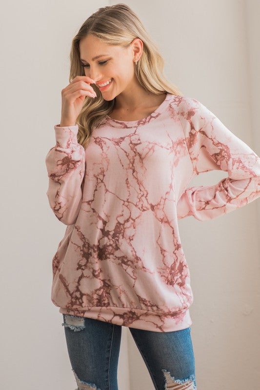 Marble Sweatshirt with Pockets