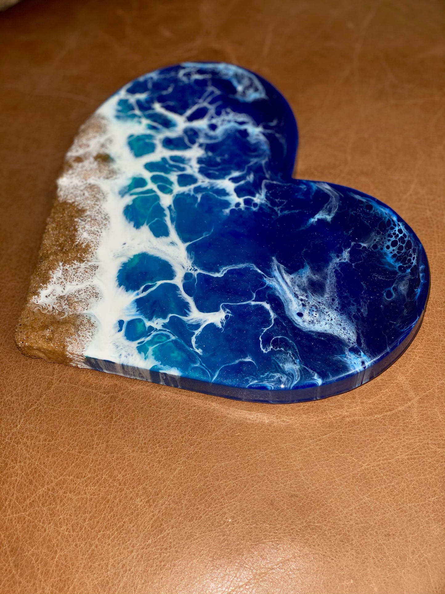 Ocean Wave Resin Accented Heart | Wall Art