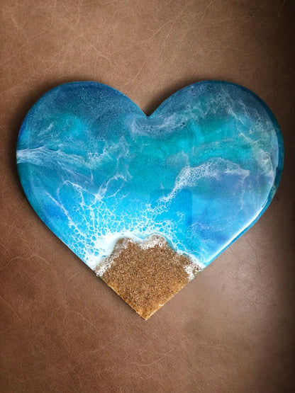 Ocean Wave Resin Accented Heart | Custom Order