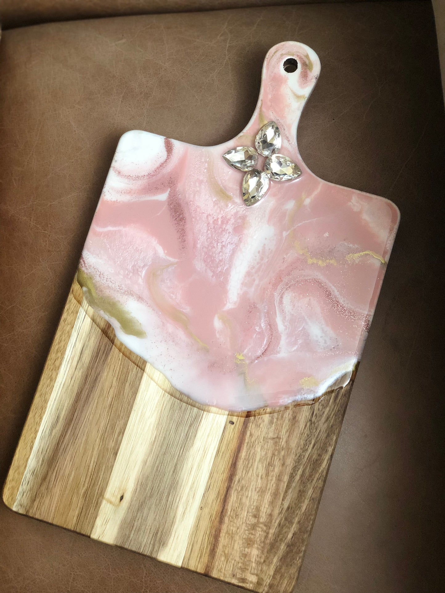 Charcuterie / Cutting Board with Jewels “Bling” | Eco-Resin Accented Charcuterie Board | Acacia Wood