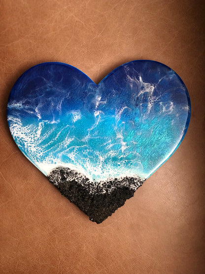 Ocean Wave Resin Accented Heart | Custom Order