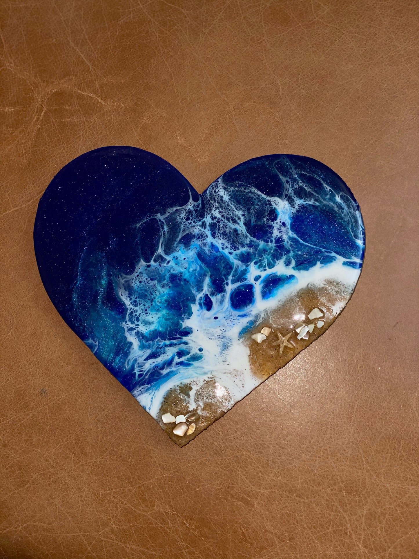 Ocean Wave Resin Accented Heart | Wall Art