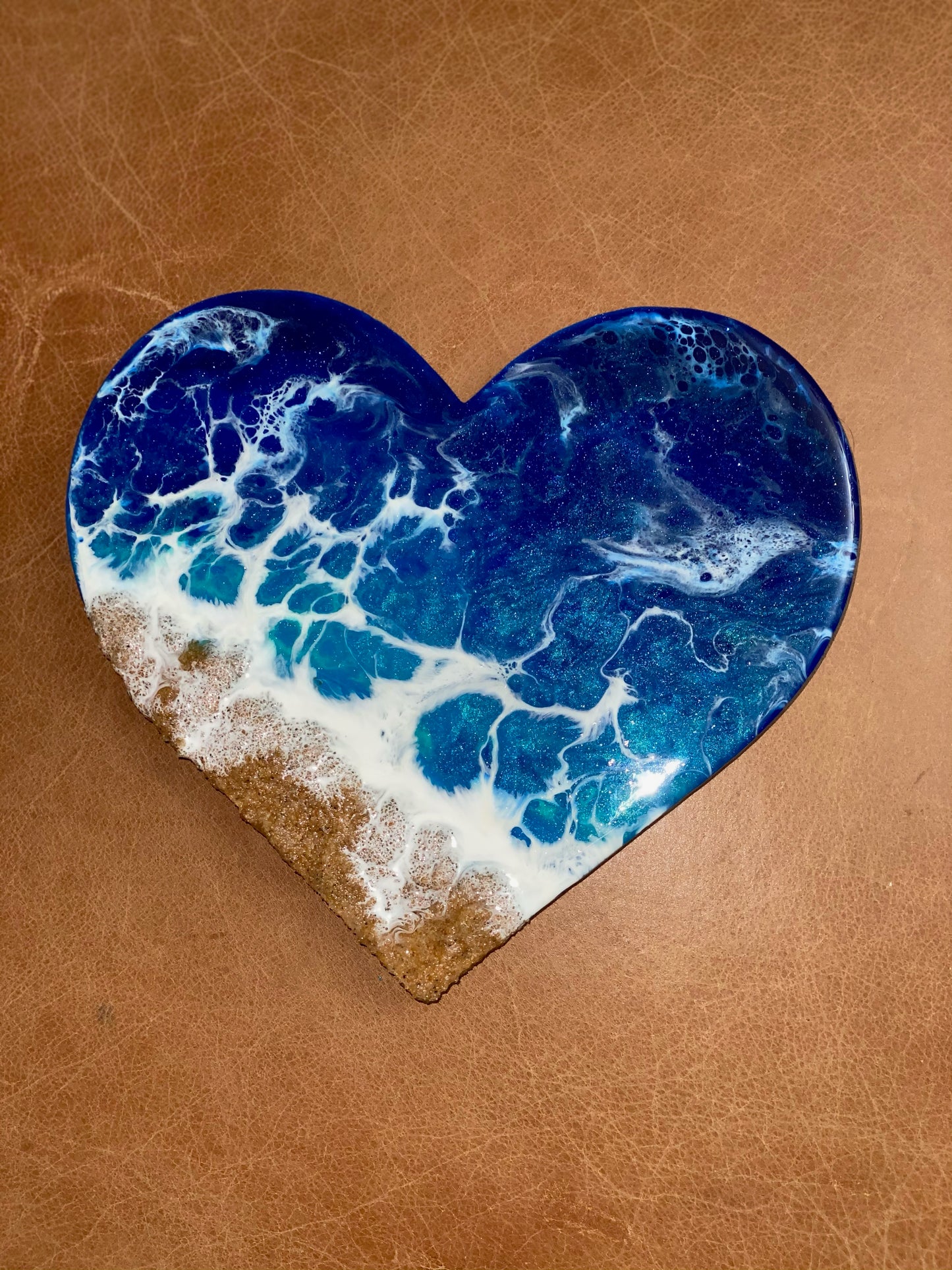 Ocean Wave Resin Accented Heart | Wall Art