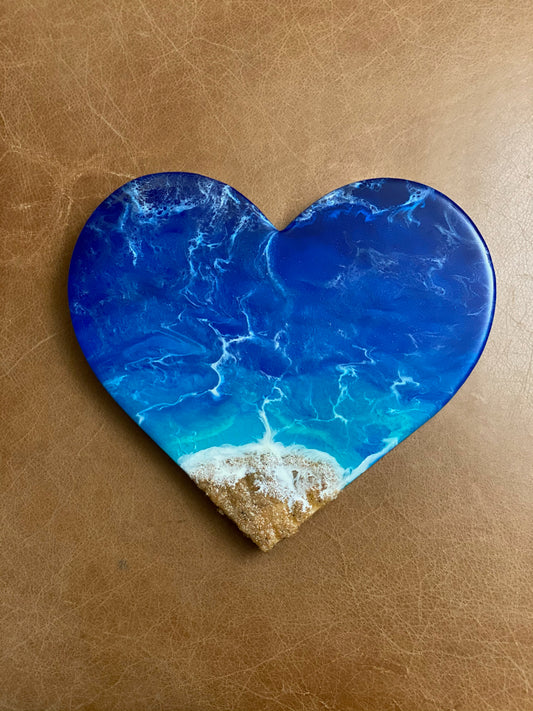 Ocean Wave Resin Accented Heart | Wall Art